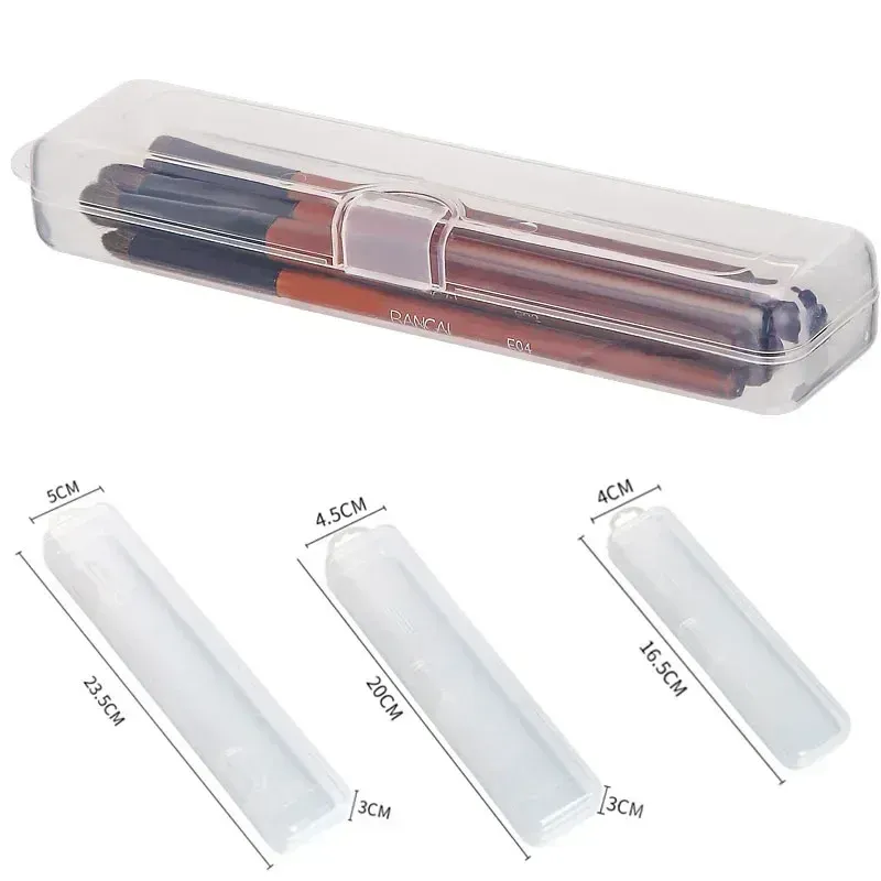 Organisateur portable transparent pour pinceaux de maquillage et crayons à sourcils, avec couvercle