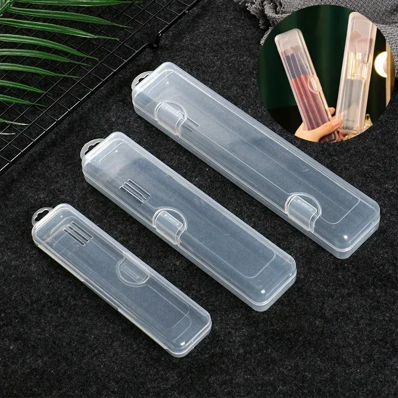 Organisateur portable transparent pour pinceaux de maquillage et crayons à sourcils, avec couvercle 2