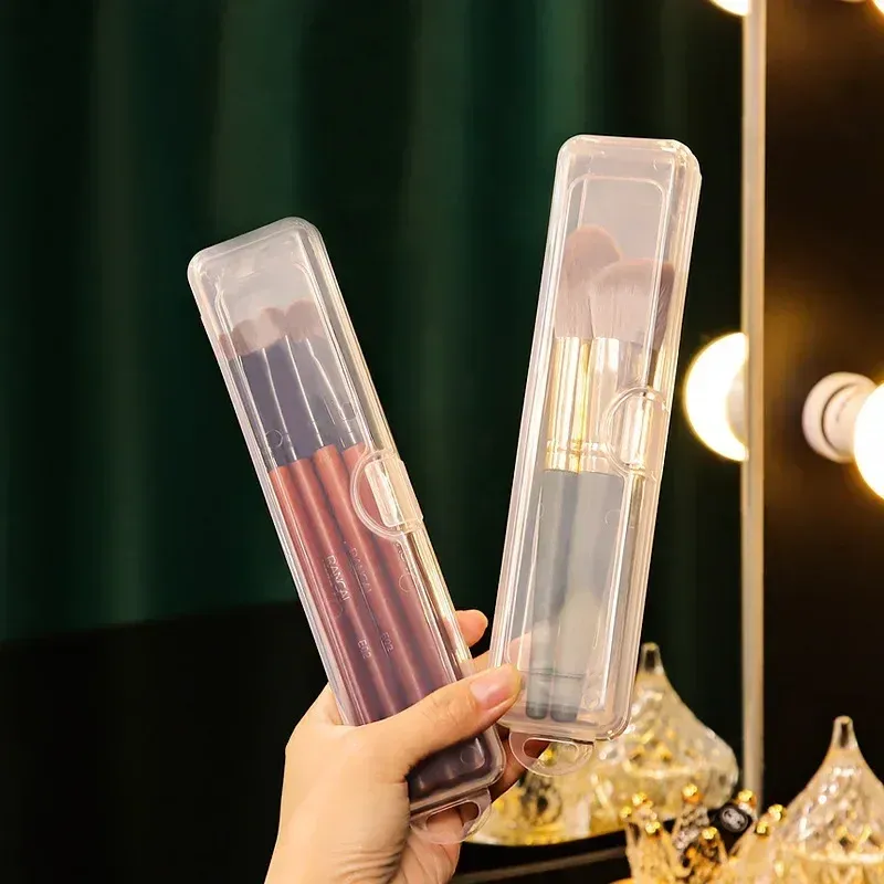 Organisateur portable transparent pour pinceaux de maquillage et crayons à sourcils, avec couvercle 5
