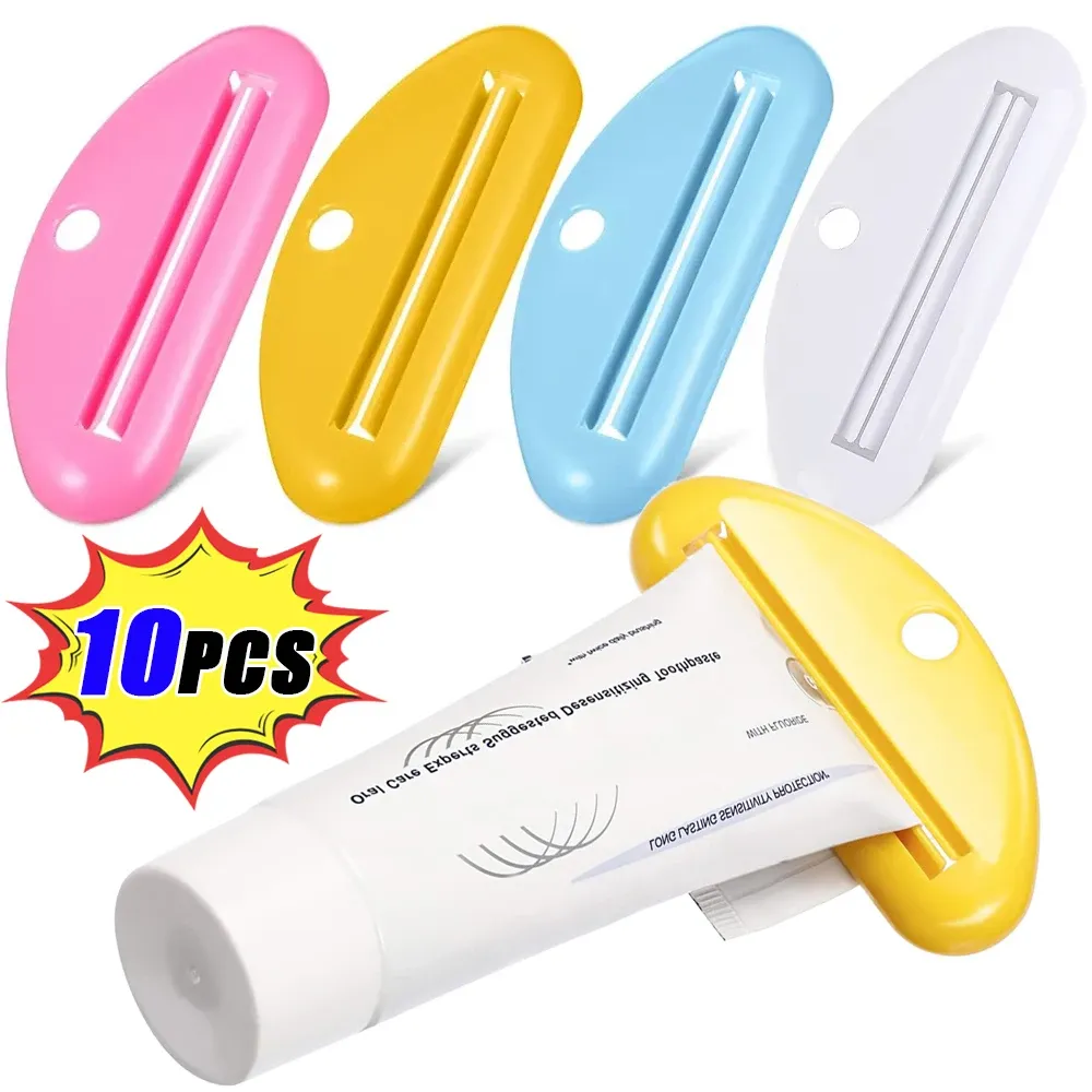 Distributeur de dentifrice en plastique avec clips, support roulant, accessoires de salle de bains - Image 1