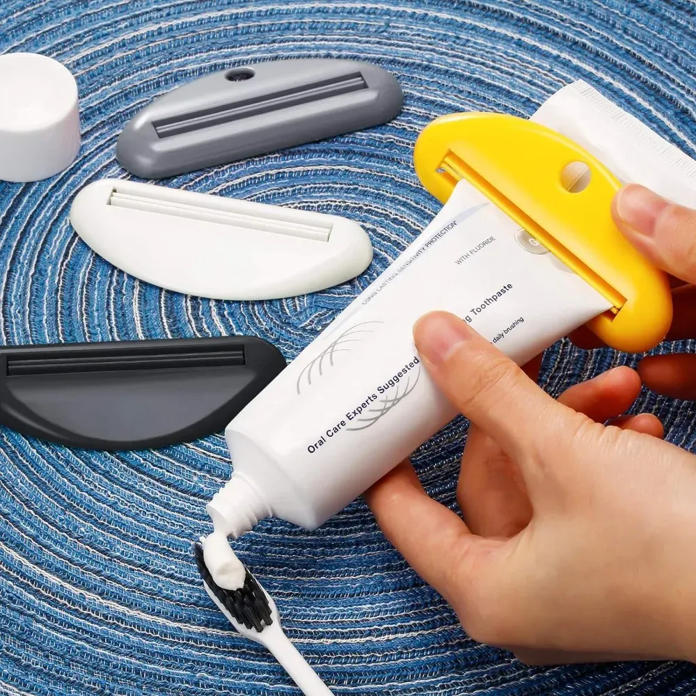 Distributeur de dentifrice en plastique avec clips, support roulant, accessoires de salle de bains 2