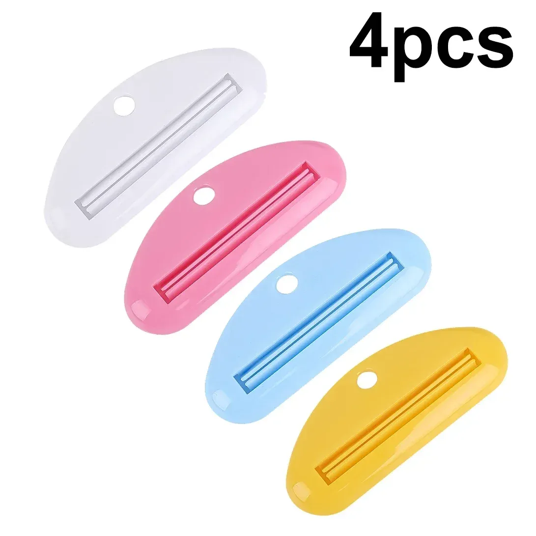 Distributeur de dentifrice en plastique avec clips, support roulant, accessoires de salle de bains 8