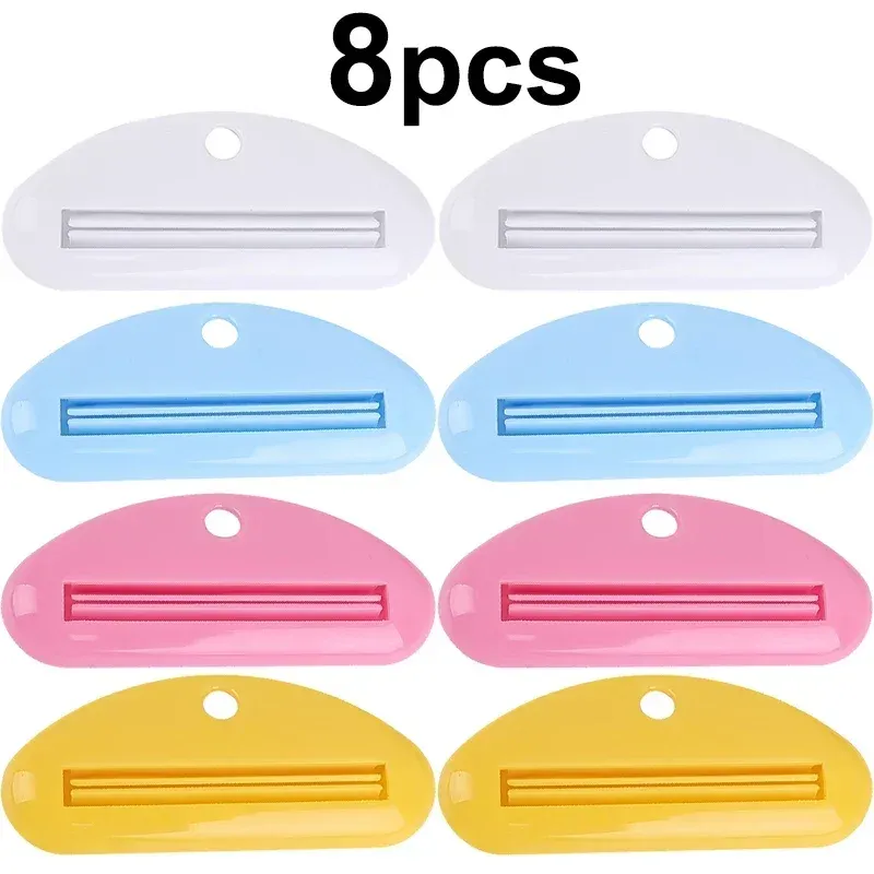 Distributeur de dentifrice en plastique avec clips, support roulant, accessoires de salle de bains 7