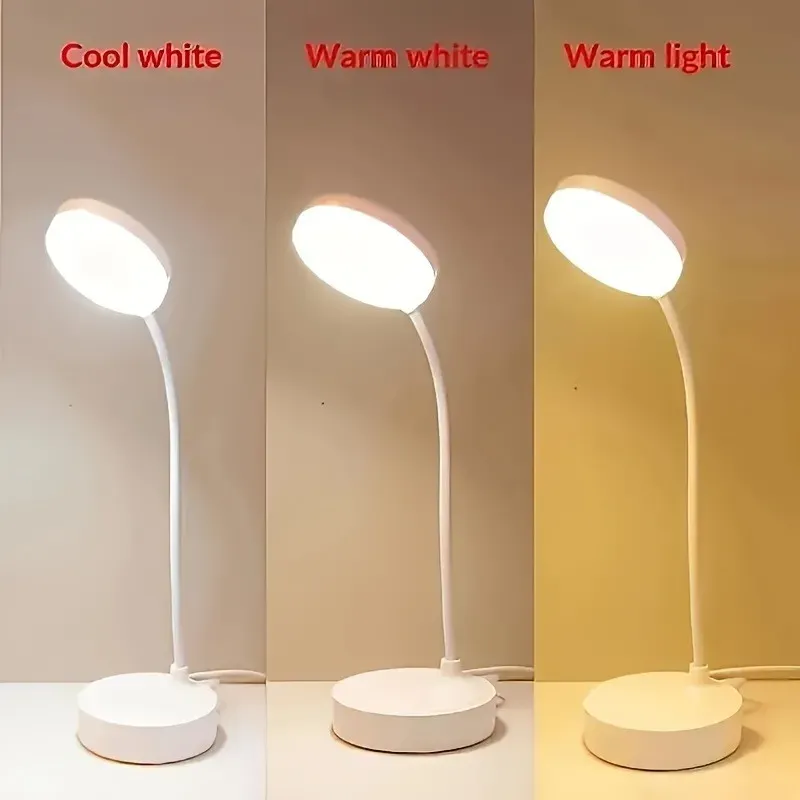 Lampe de bureau LED flexible à variateur 3 niveaux, alimentation USB, lumière blanche chaude 4