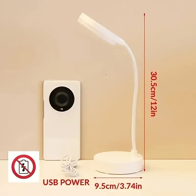Lampe de bureau LED flexible à variateur 3 niveaux, alimentation USB, lumière blanche chaude 6