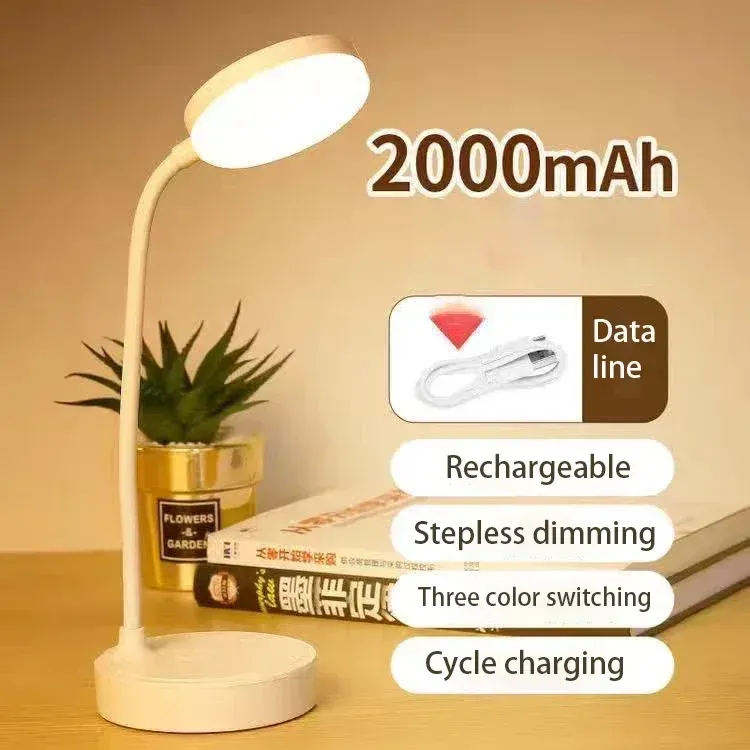 Lampe de bureau LED flexible à variateur 3 niveaux, alimentation USB, lumière blanche chaude 7