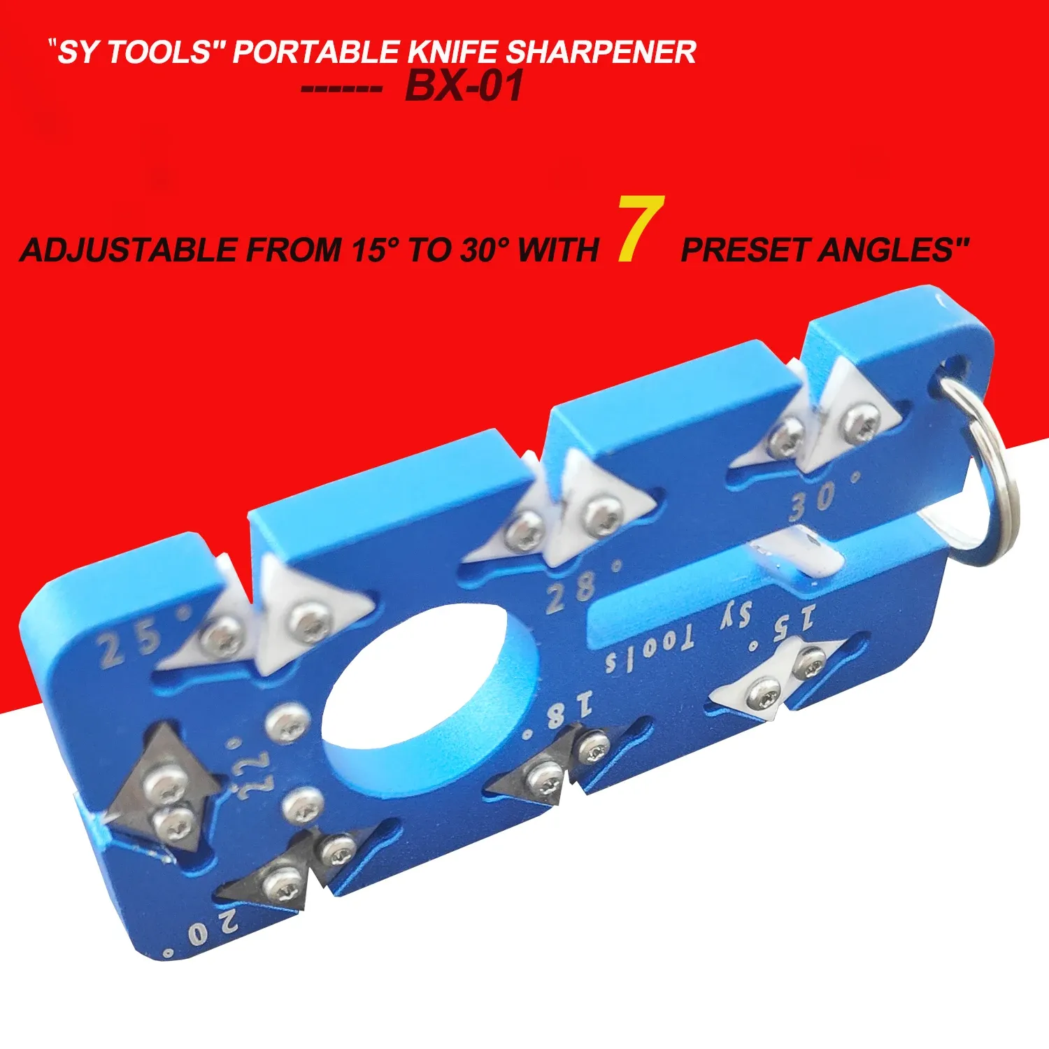 Aiguiseur de couteaux portable à 7 angles réglables (15-30°), céramique et acier au tungstène, alliage d'aluminium, pour couteaux de cuisine et d'extérieur 2