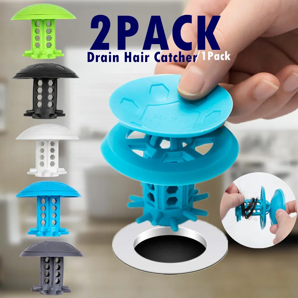 Attrape-cheveux pour vidange de baignoire et d'évier, lot de 2 en 1, protège-vidange pour douche