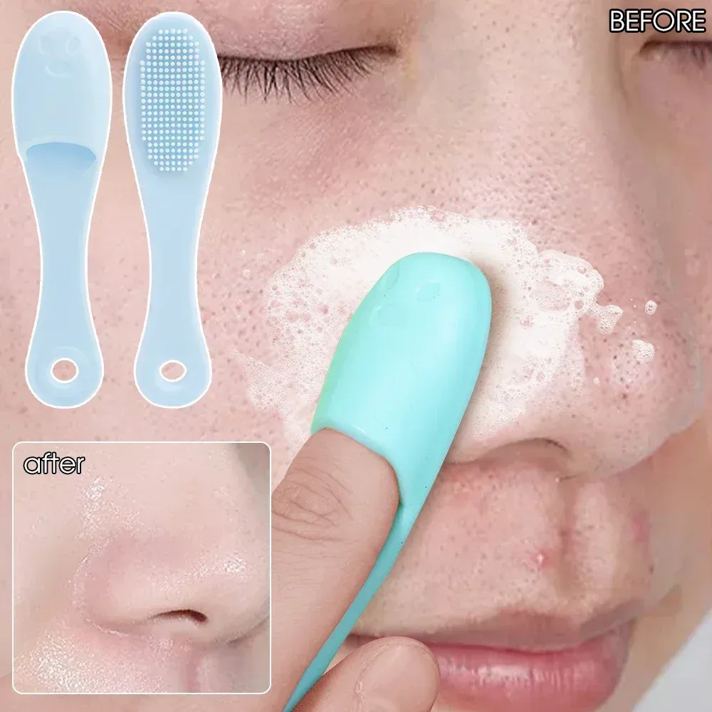 Brosse nasale en silicone, nettoyante pour pores du visage, nettoyeur de points noirs portable, brosse de massage double face, outil de nettoyage beauté, gommage nasal visage