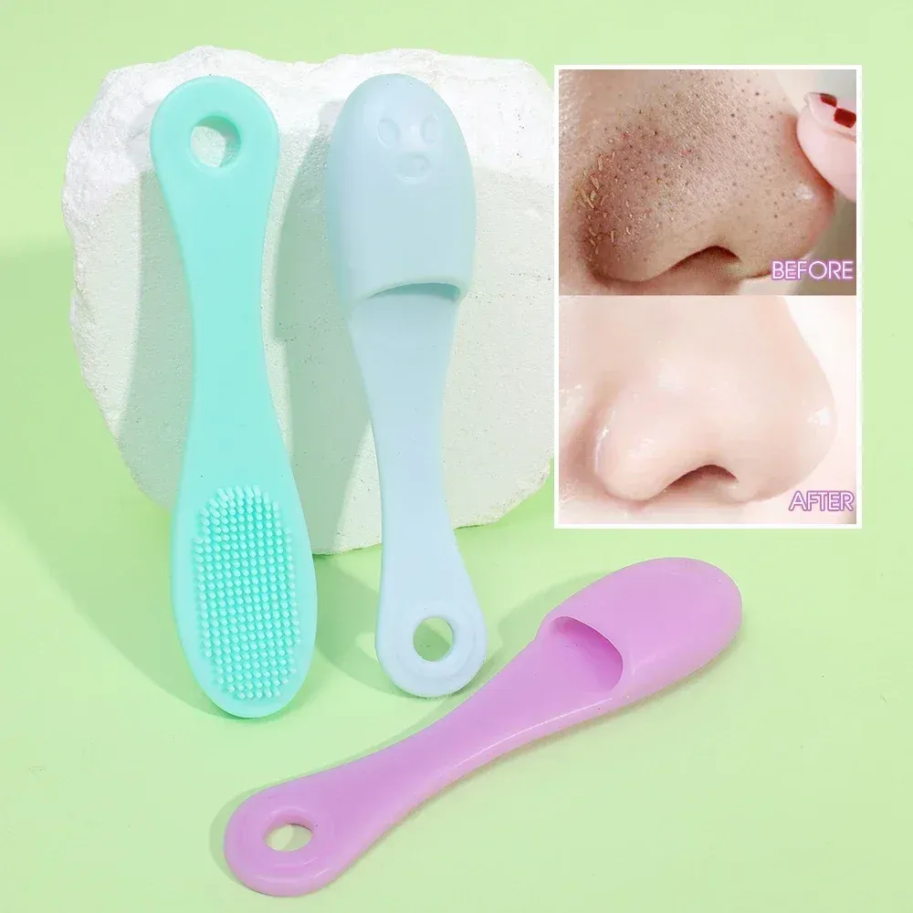 Brosse nasale en silicone, nettoyante pour pores du visage, nettoyeur de points noirs portable, brosse de massage double face, outil de nettoyage beauté, gommage nasal visage 2