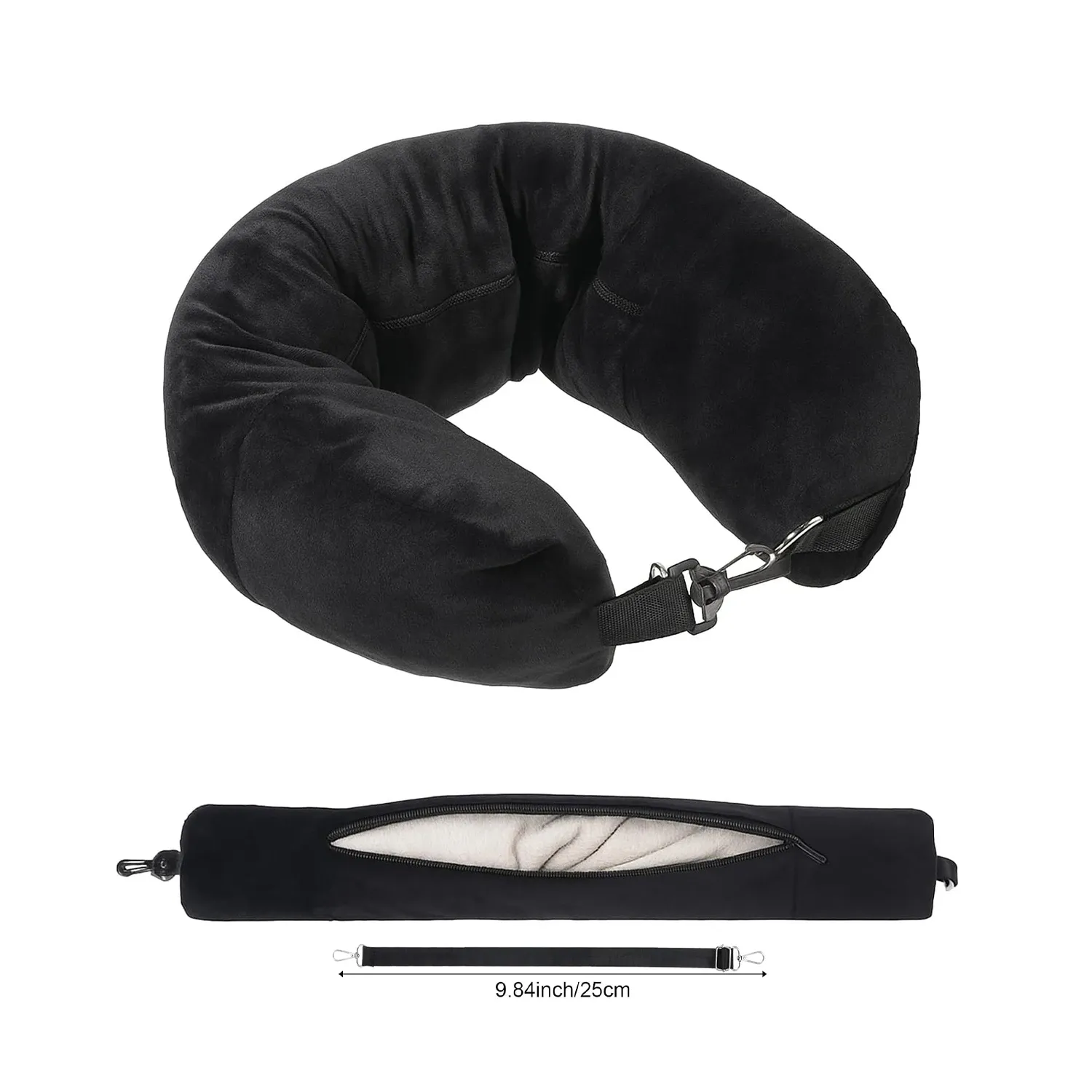 Oreiller de voyage rembourré, rangement pratique