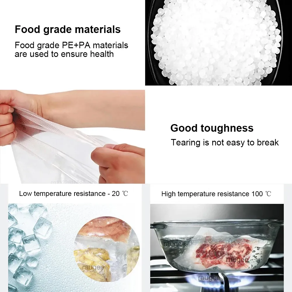 Sacs sous vide pour machine à sceller, conservation des aliments, lot de 100 4