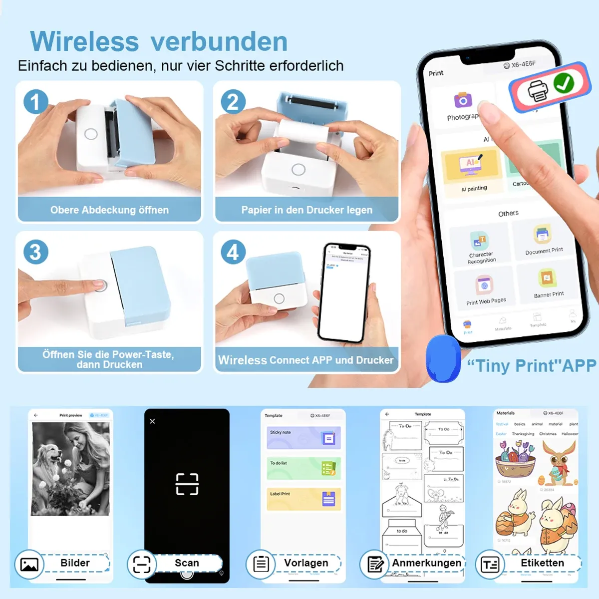 Imprimante thermique d'étiquettes portable, vue finale