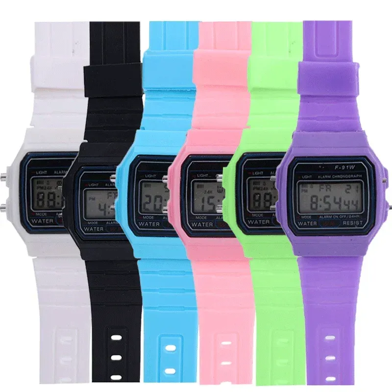 Montre numérique F91W unisexe à LED, montre-bracelet électronique étanche de sport, montre militaire, horloge 6