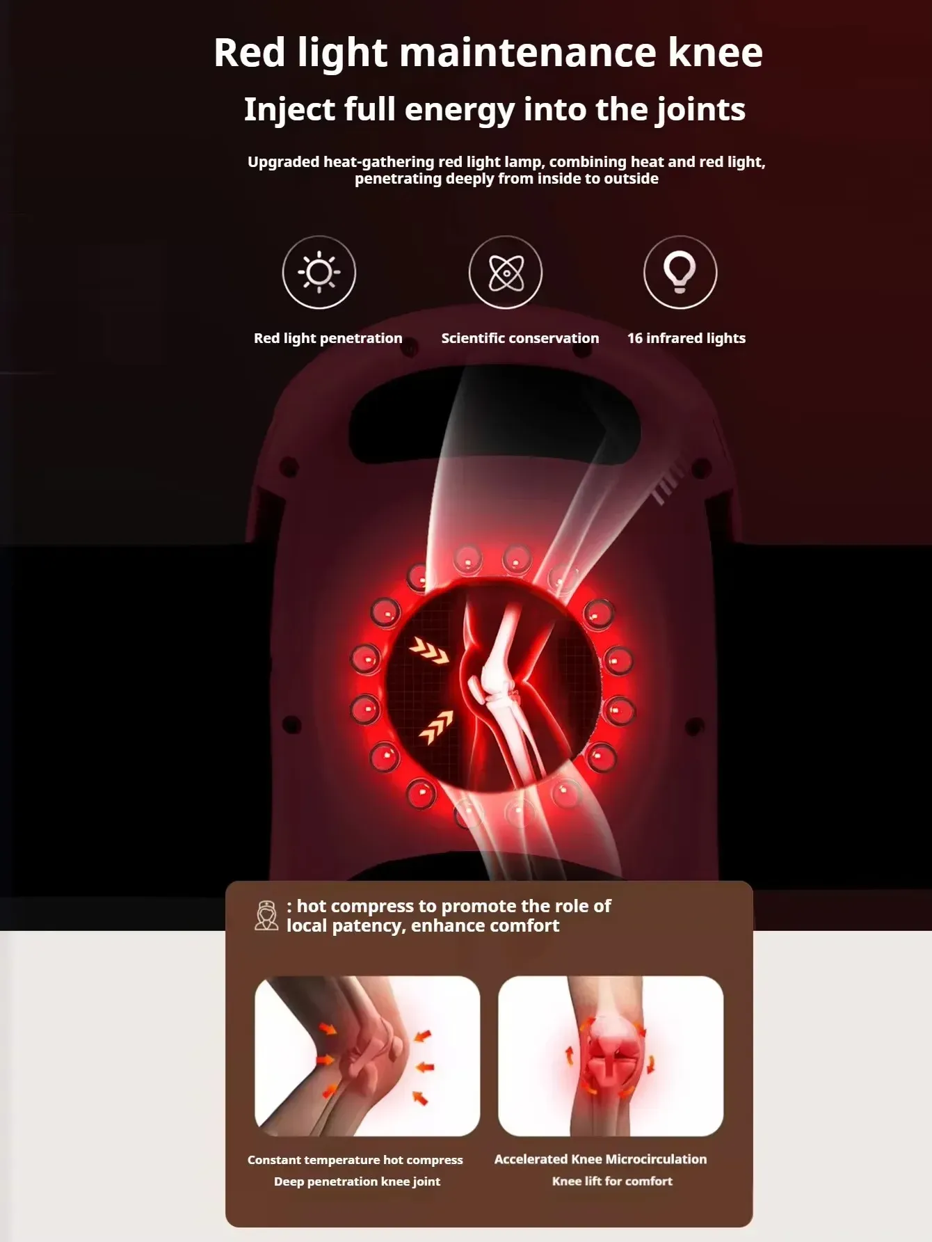 Masseur de genou intelligent, confort et maintien