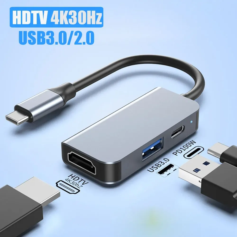 Hub USB-C 6/5/4/3 ports vers HDMI 4K, compatible USB 3.0/2.0, HUB 4K 30 Hz PD, station d'accueil à charge rapide pour MacBook, iPad et Samsung