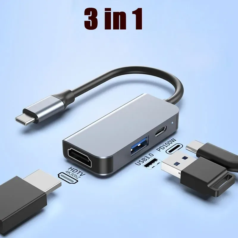 Hub USB-C 6/5/4/3 ports vers HDMI 4K, compatible USB 3.0/2.0, HUB 4K 30 Hz PD, station d'accueil à charge rapide pour MacBook, iPad et Samsung 10