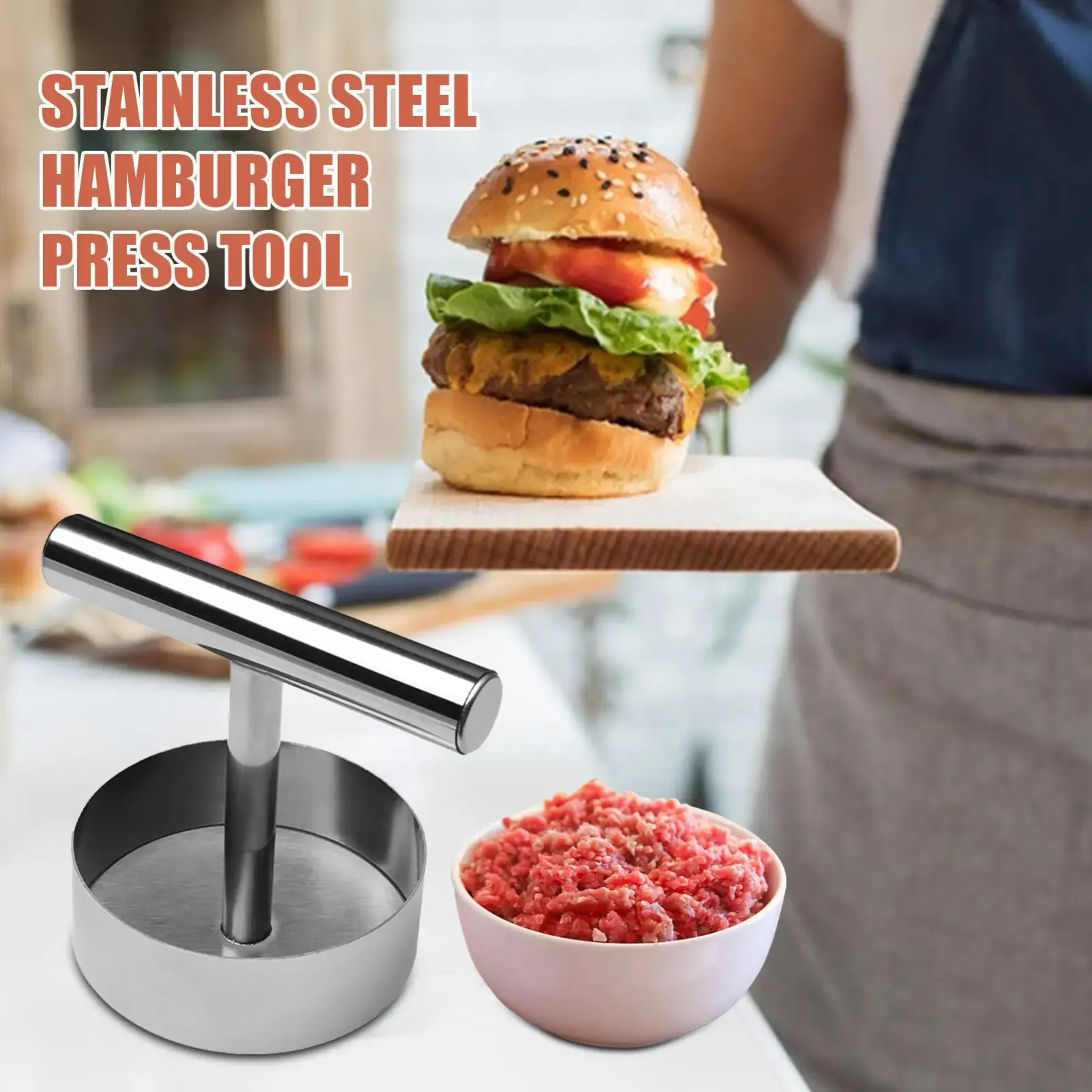 Presse à hamburgers en acier inoxydable antiadhésif