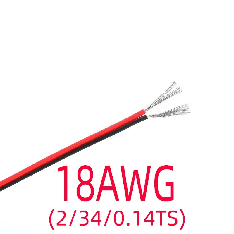 Fil électrique bipolaire en cuivre étamé, 18/20/22/24/26 AWG, câble d'extension isolé en PVC pour bandes LED, rouge et noir 4
