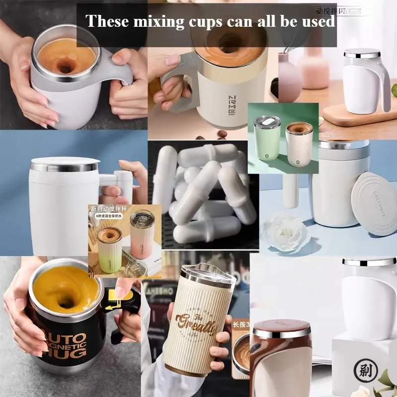 Ensemble de 10 gobelets à mélange automatique, capsule circulaire aimantée, gobelet portable, roue rotative, tasse à café, agitateur magnétique 3