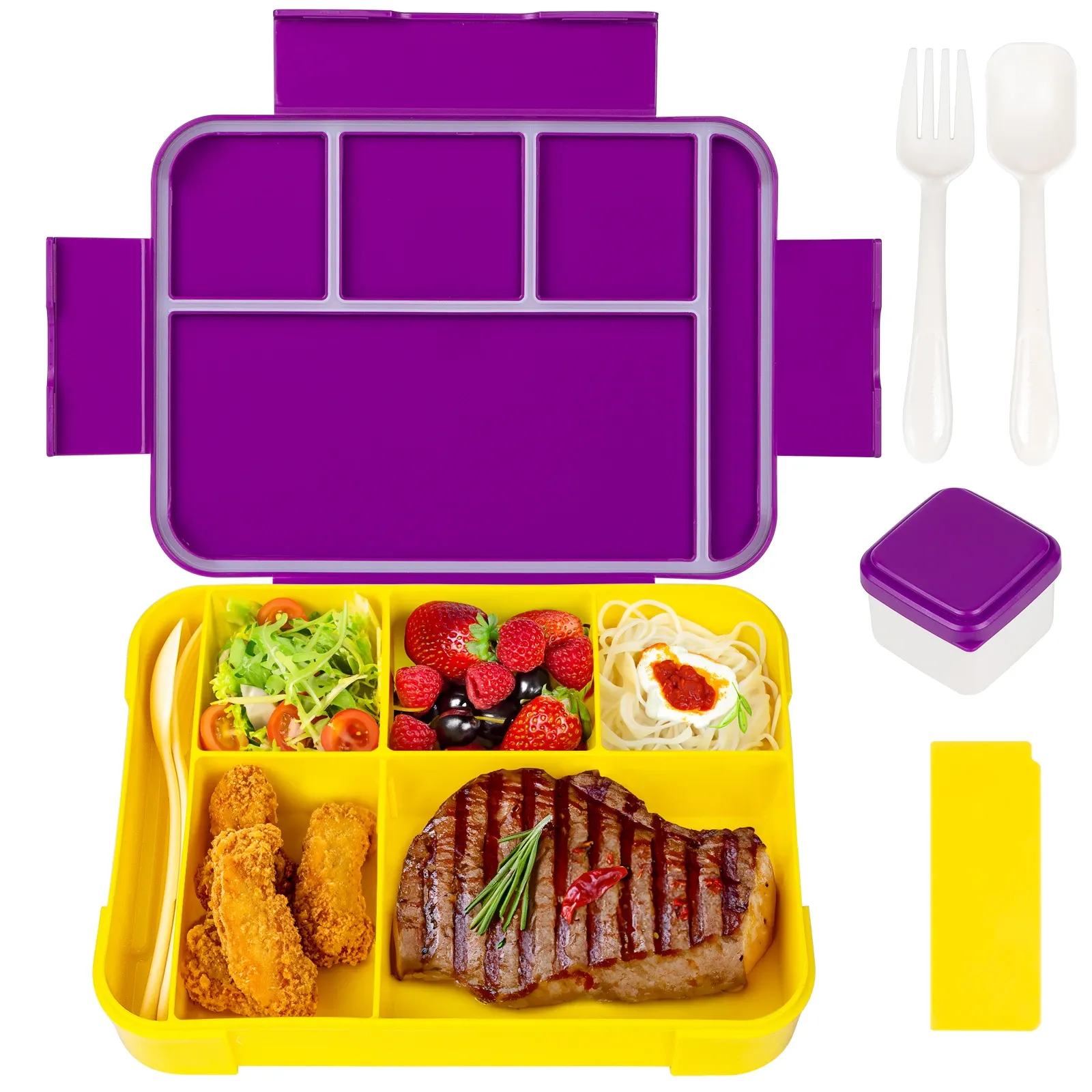 Boîte à déjeuner Bento à 4 compartiments pour enfants et adultes, idéale pour l'école ou la garderie - Image 1