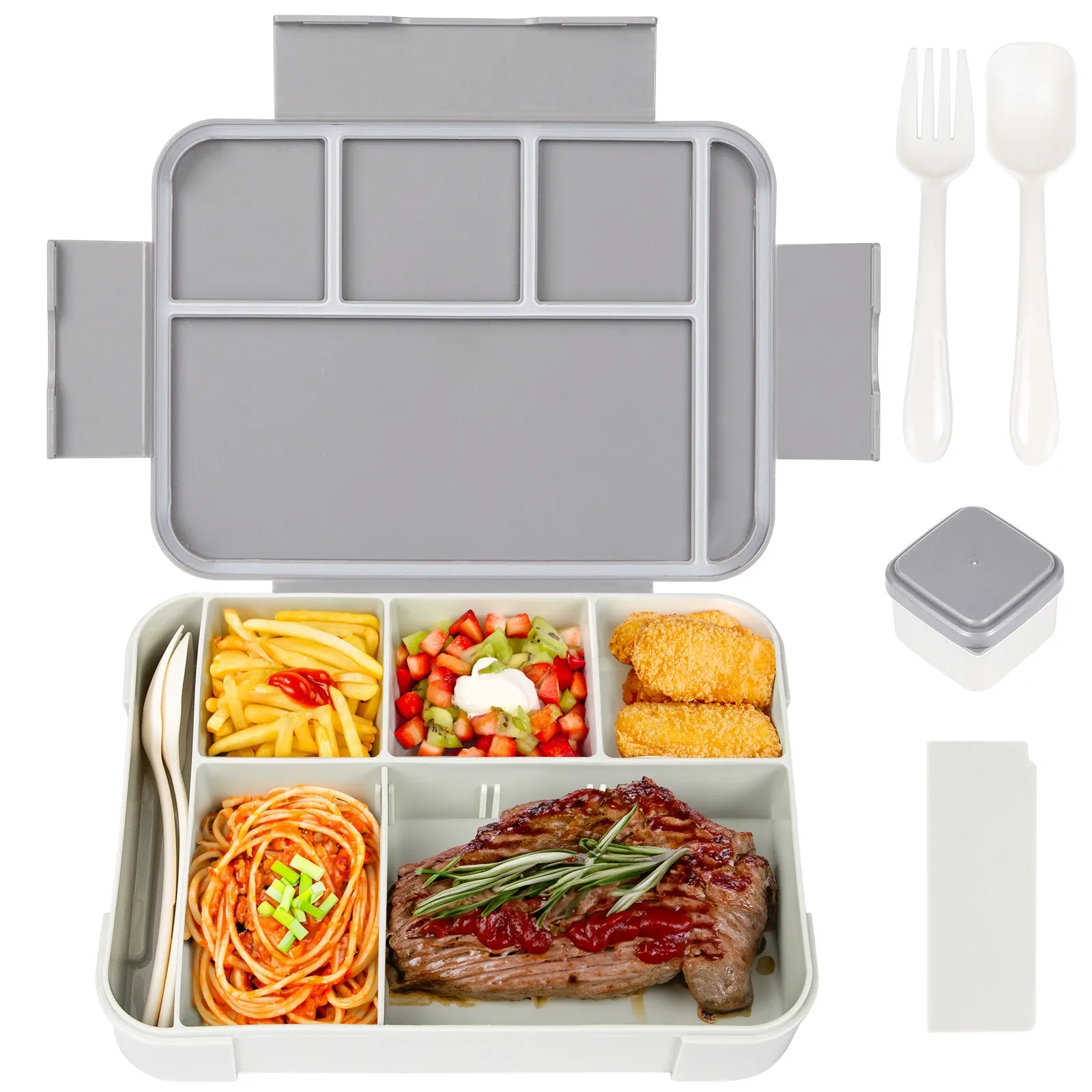 Boîte à déjeuner Bento à 4 compartiments pour enfants et adultes, idéale pour l'école ou la garderie 14