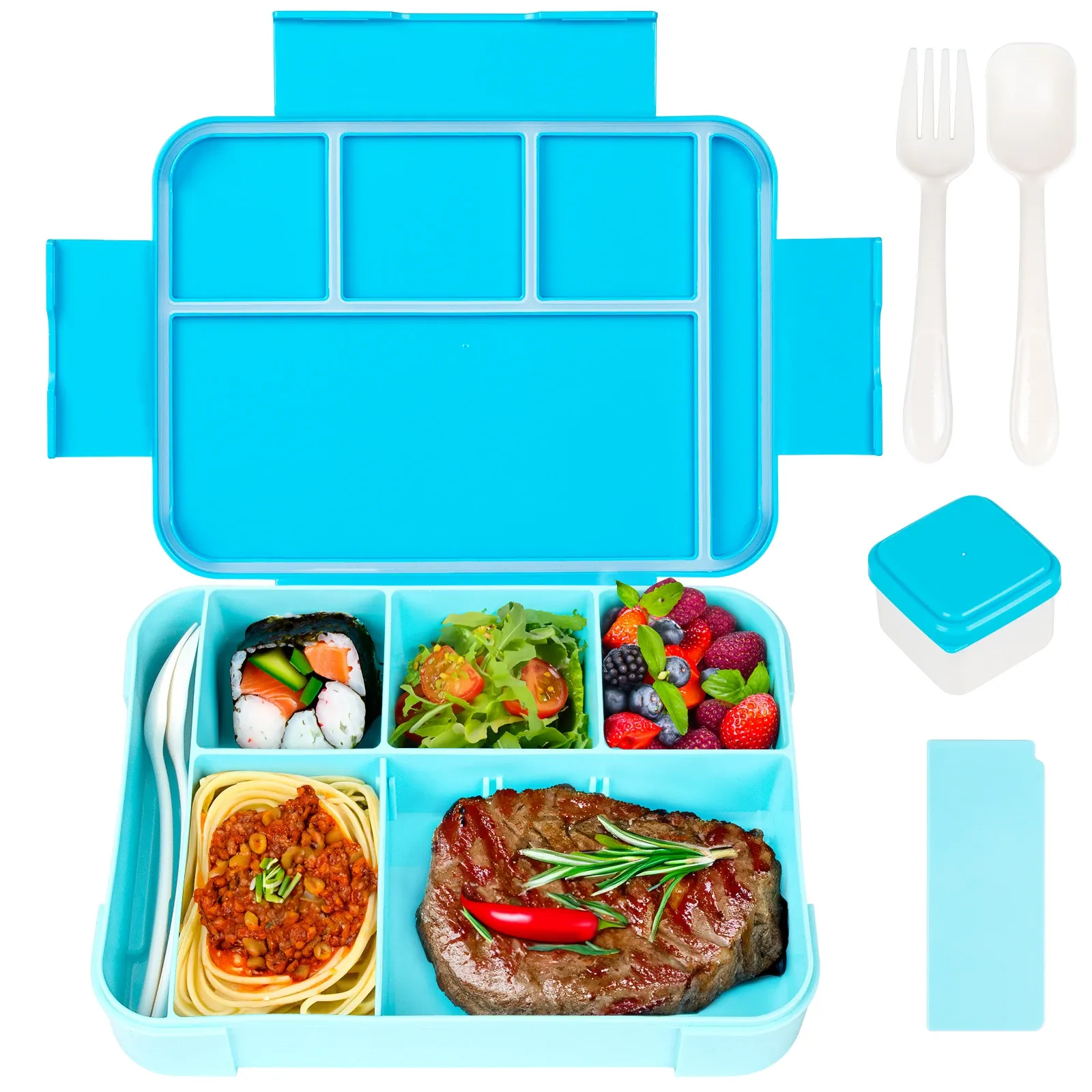 Boîte à déjeuner Bento à 4 compartiments pour enfants et adultes, idéale pour l'école ou la garderie 12