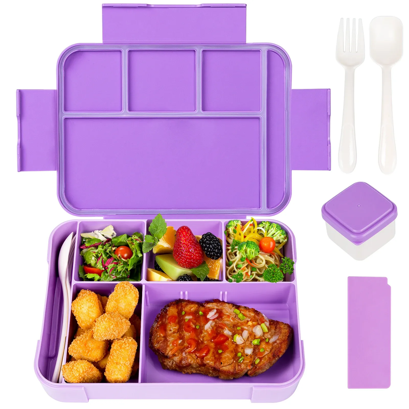 Boîte à déjeuner Bento à 4 compartiments pour enfants et adultes, idéale pour l'école ou la garderie 9
