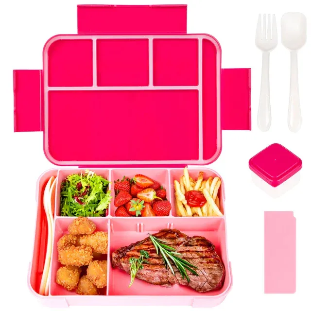 Boîte à déjeuner Bento à 4 compartiments pour enfants et adultes, idéale pour l'école ou la garderie 10