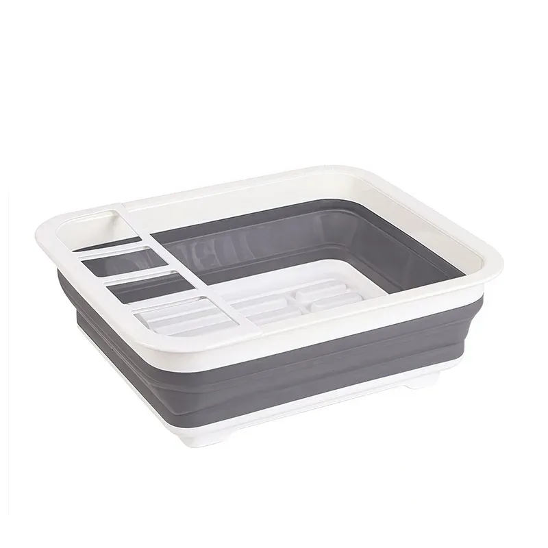 Égouttoir à vaisselle pliable et portable avec rangement pour couverts, idéal pour cuisine, camping-car et caravane 7