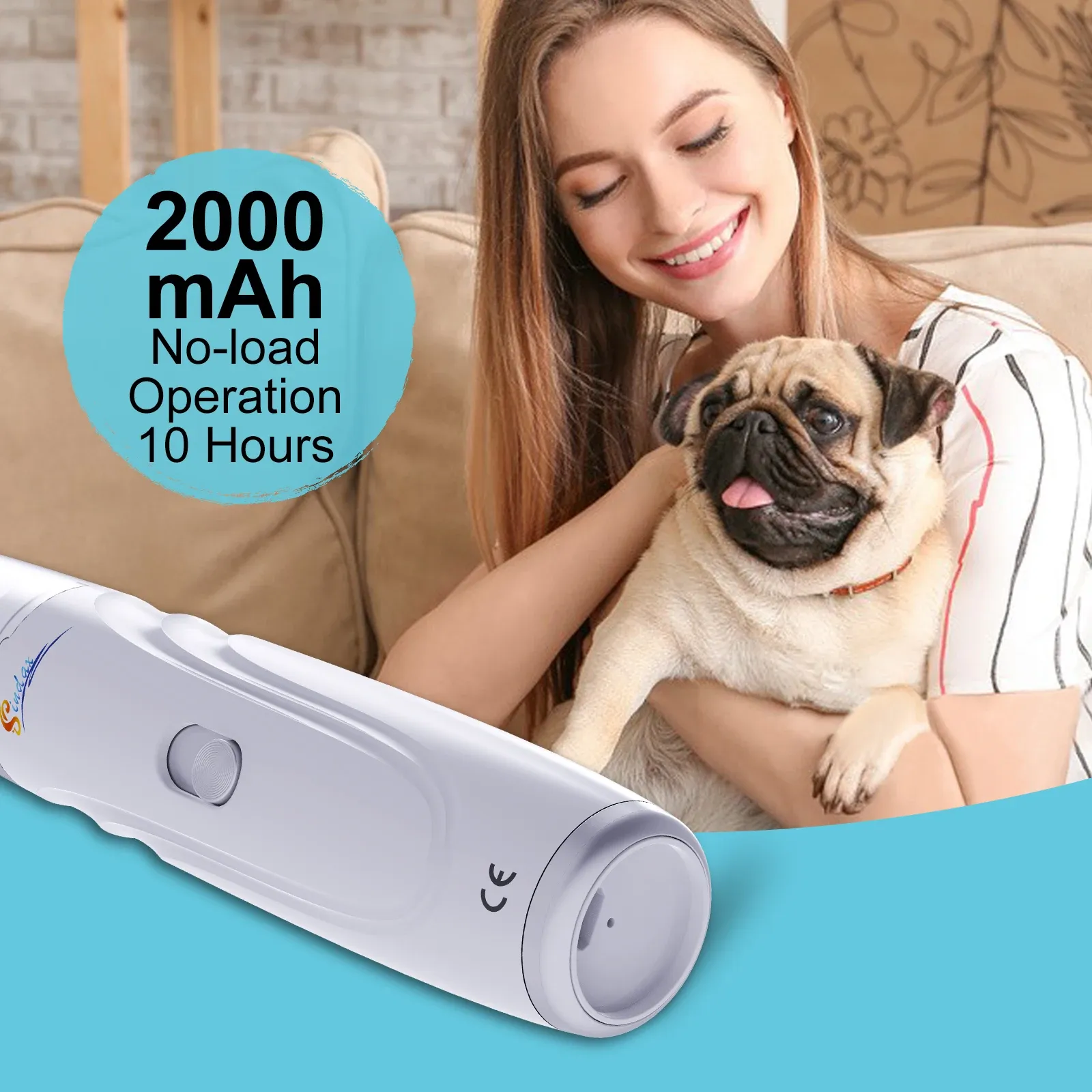 Broyeur à ongles électrique rechargeable par USB pour animaux de compagnie, silencieux, 2 vitesses 5