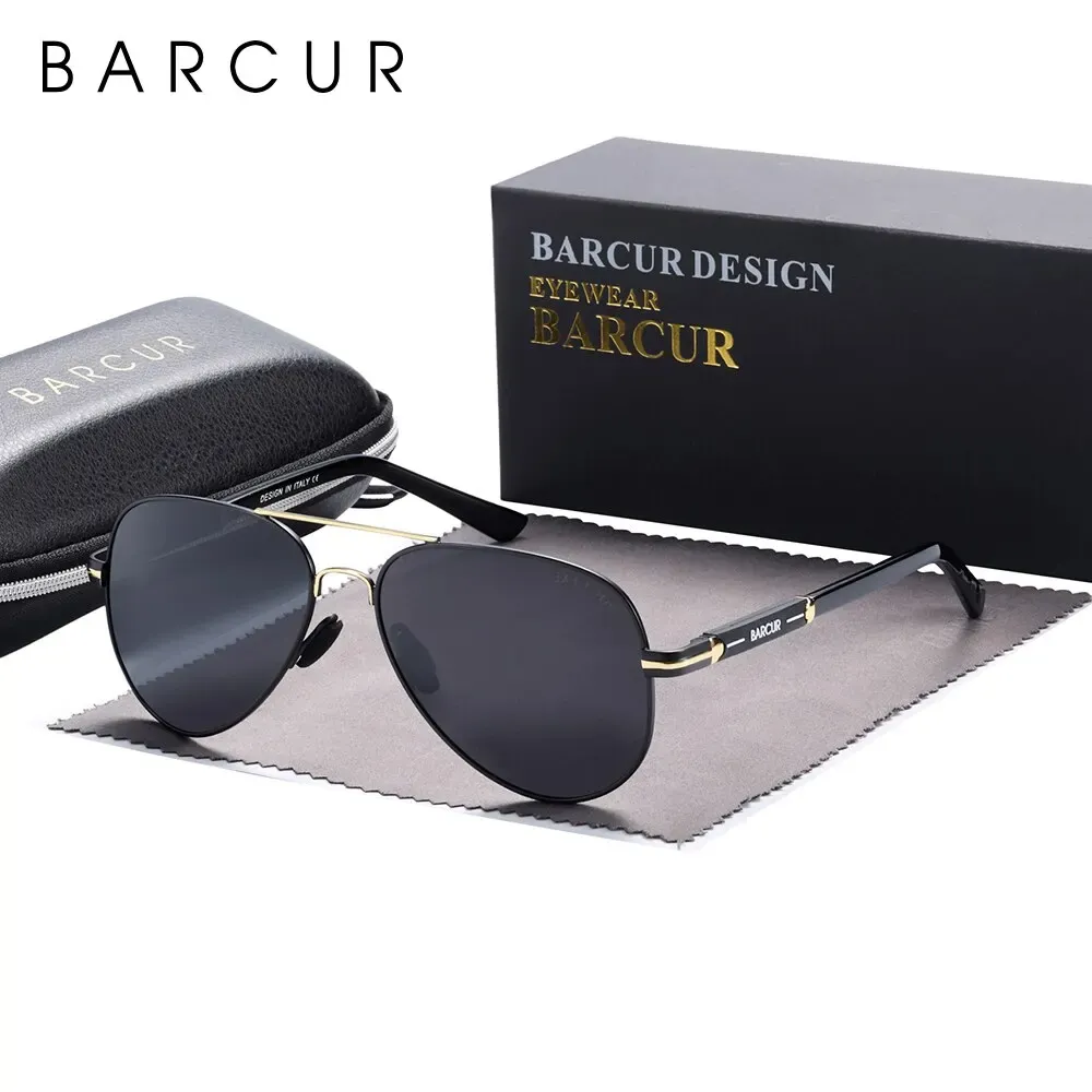 BARCUR - Lunettes de soleil pilotes polarisées pour hommes