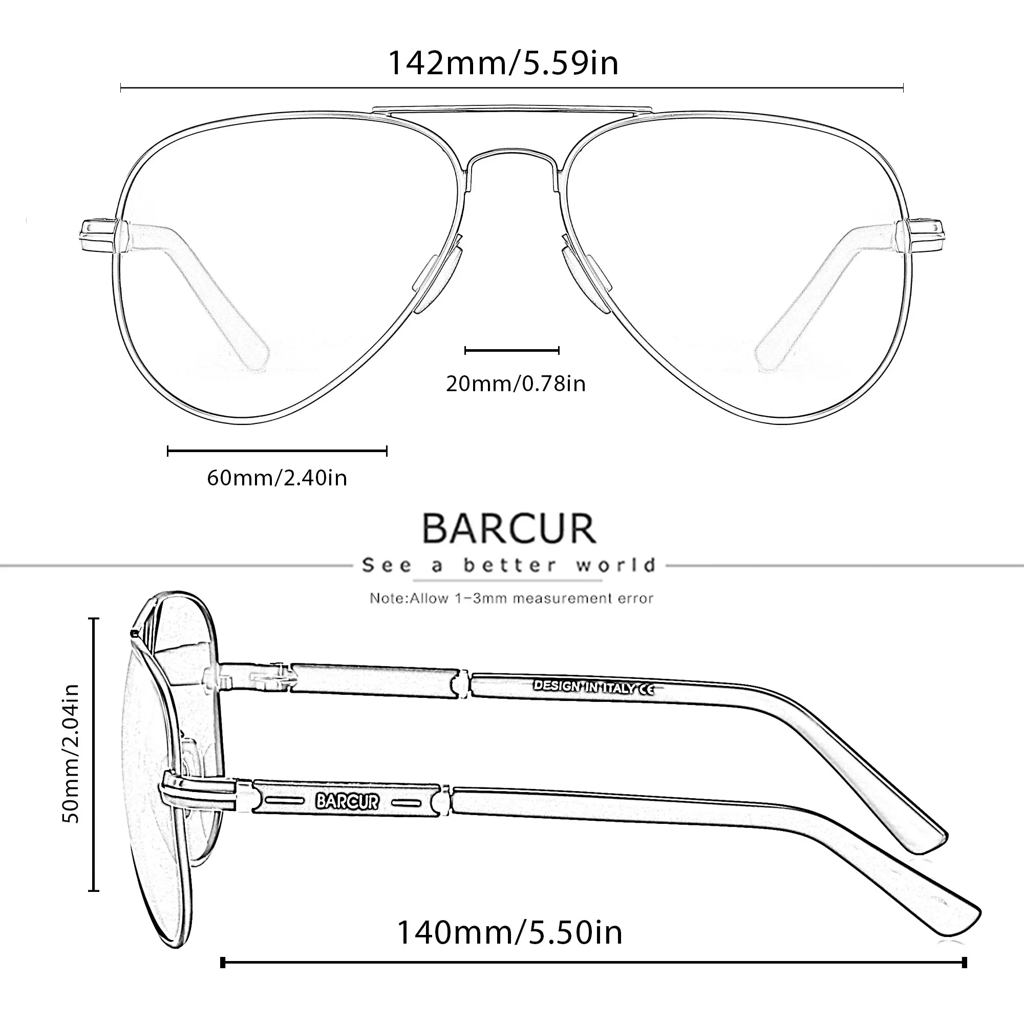 BARCUR - Lunettes de soleil pilotes polarisées pour hommes 5