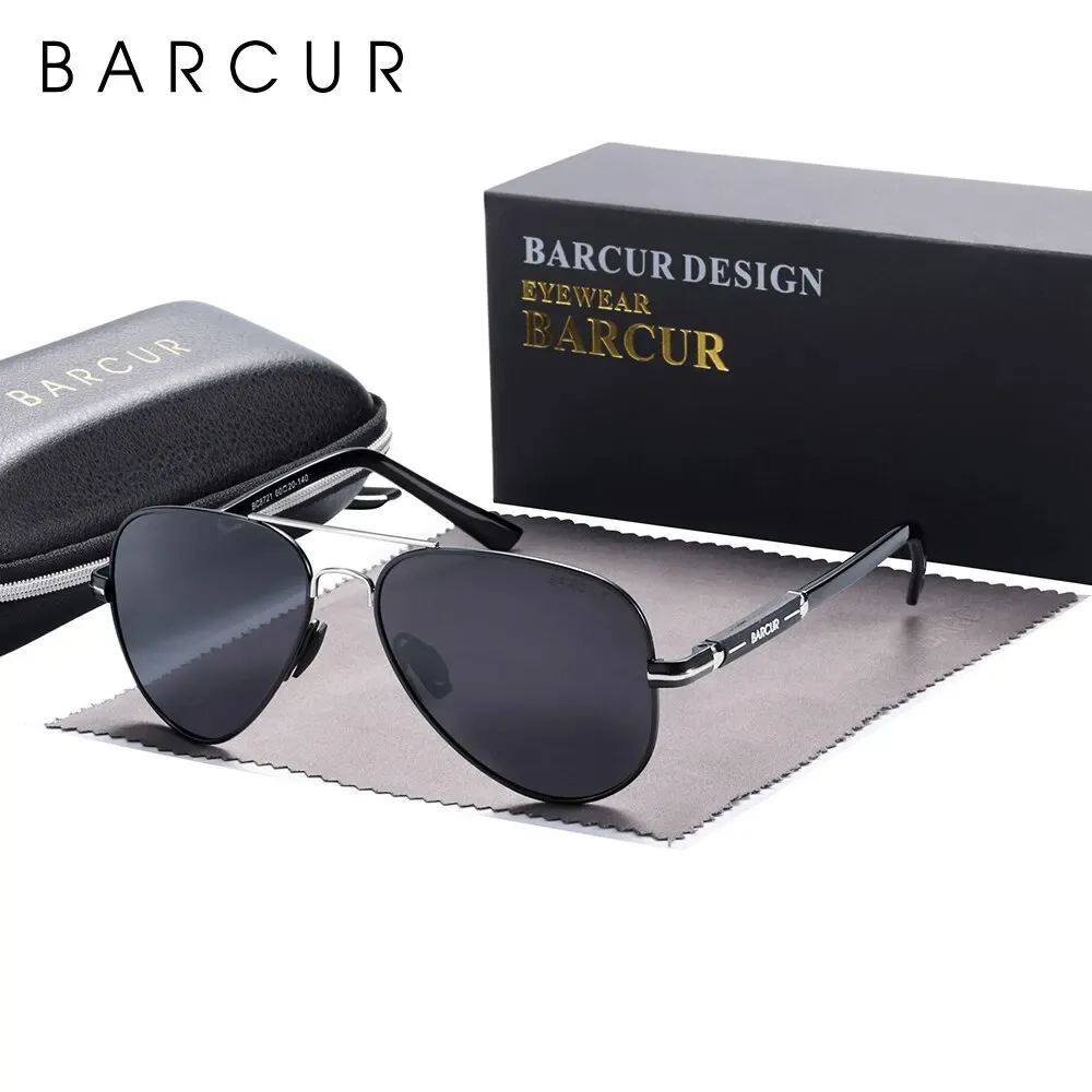 BARCUR - Lunettes de soleil pilotes polarisées pour hommes 8