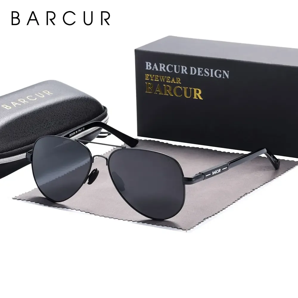 BARCUR - Lunettes de soleil pilotes polarisées pour hommes 7