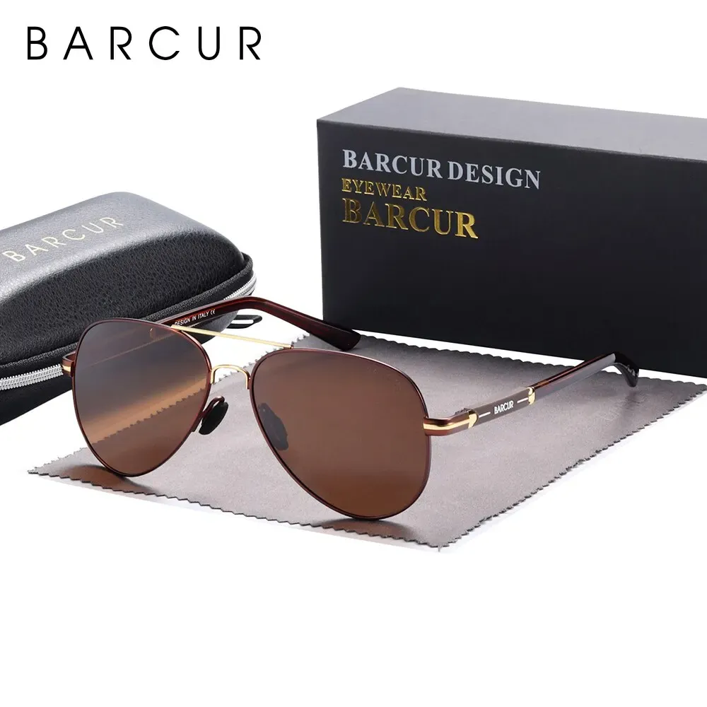 BARCUR - Lunettes de soleil pilotes polarisées pour hommes 9