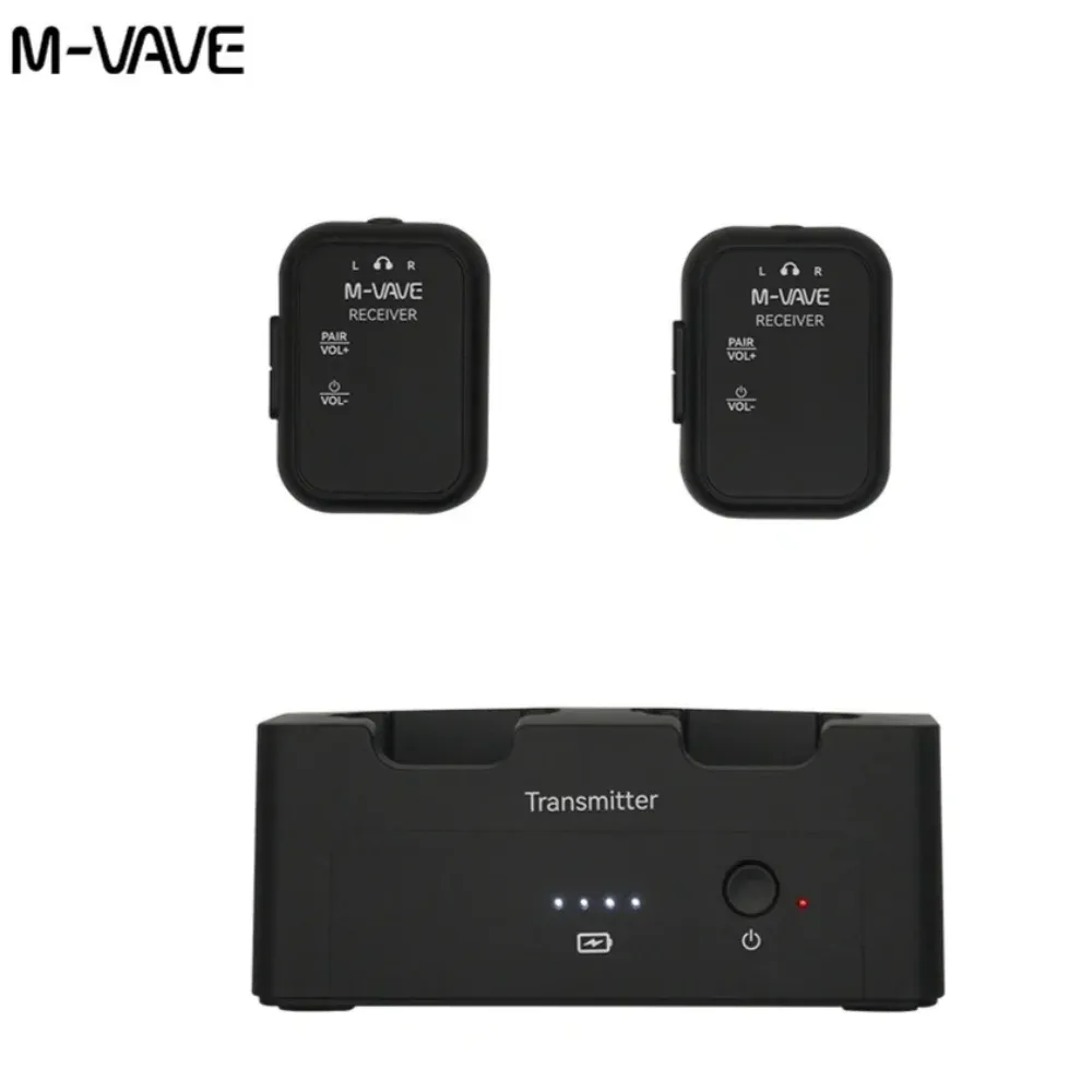 M-VAVE WP-12 Système de monitoring in-ear sans fil 2,4 GHz, émetteur-récepteur audio stéréo/mono rechargeable - Image 1