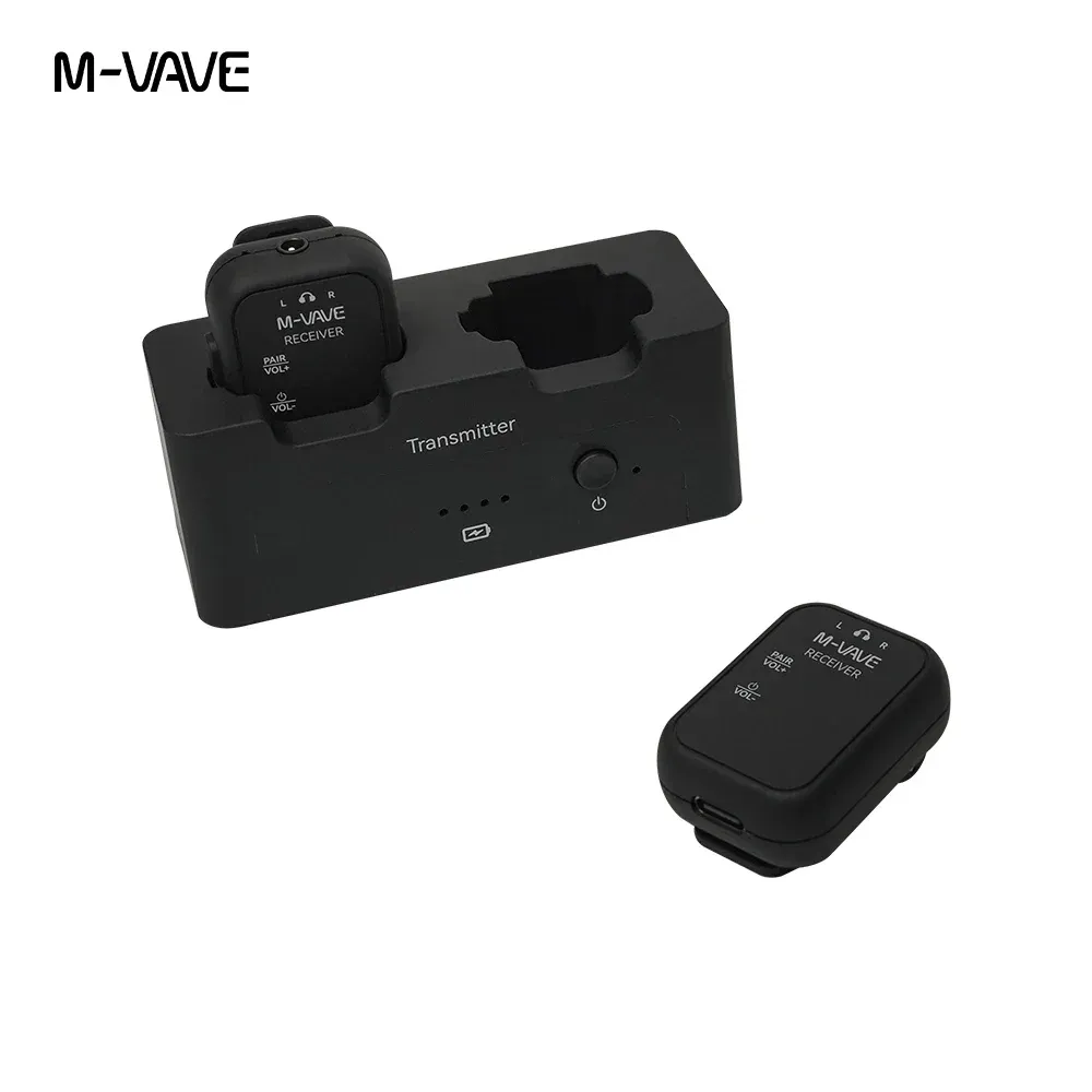 M-VAVE WP-12 Système de monitoring in-ear sans fil 2,4 GHz, émetteur-récepteur audio stéréo/mono rechargeable 2