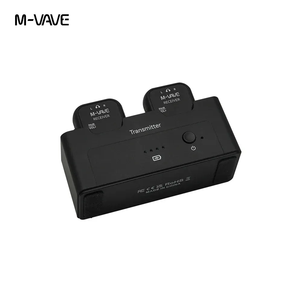 M-VAVE WP-12 Système de monitoring in-ear sans fil 2,4 GHz, émetteur-récepteur audio stéréo/mono rechargeable 5