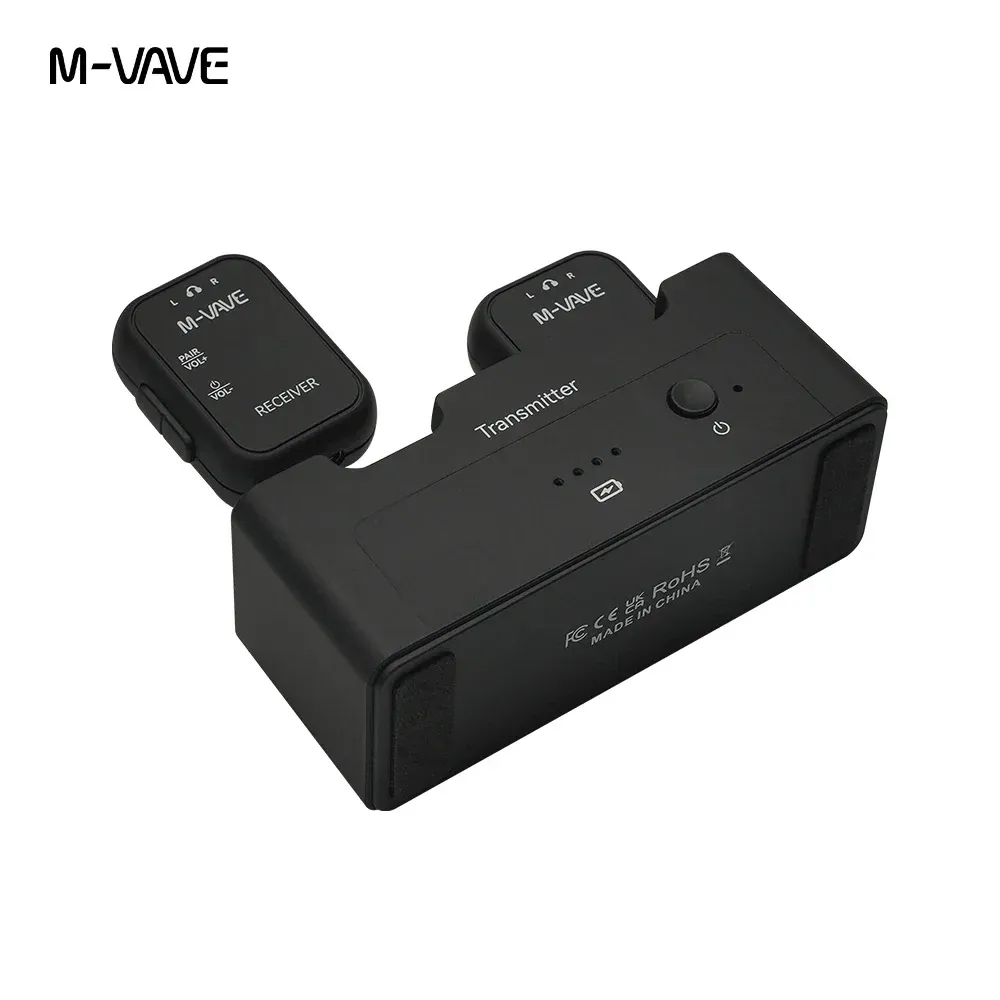 M-VAVE WP-12 Système de monitoring in-ear sans fil 2,4 GHz, émetteur-récepteur audio stéréo/mono rechargeable 4