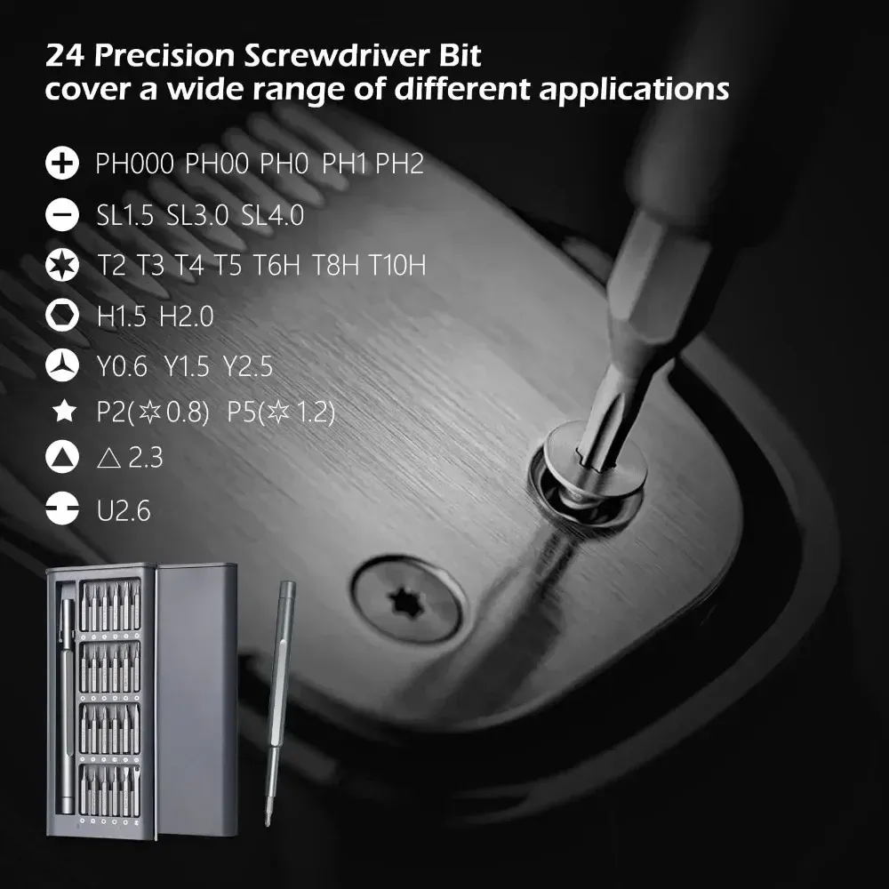 Jeu de tournevis de précision 25 en 1 magnétique, embouts hexagonaux et plats pour iPhone, PC, montre, caméra et lunettes 5