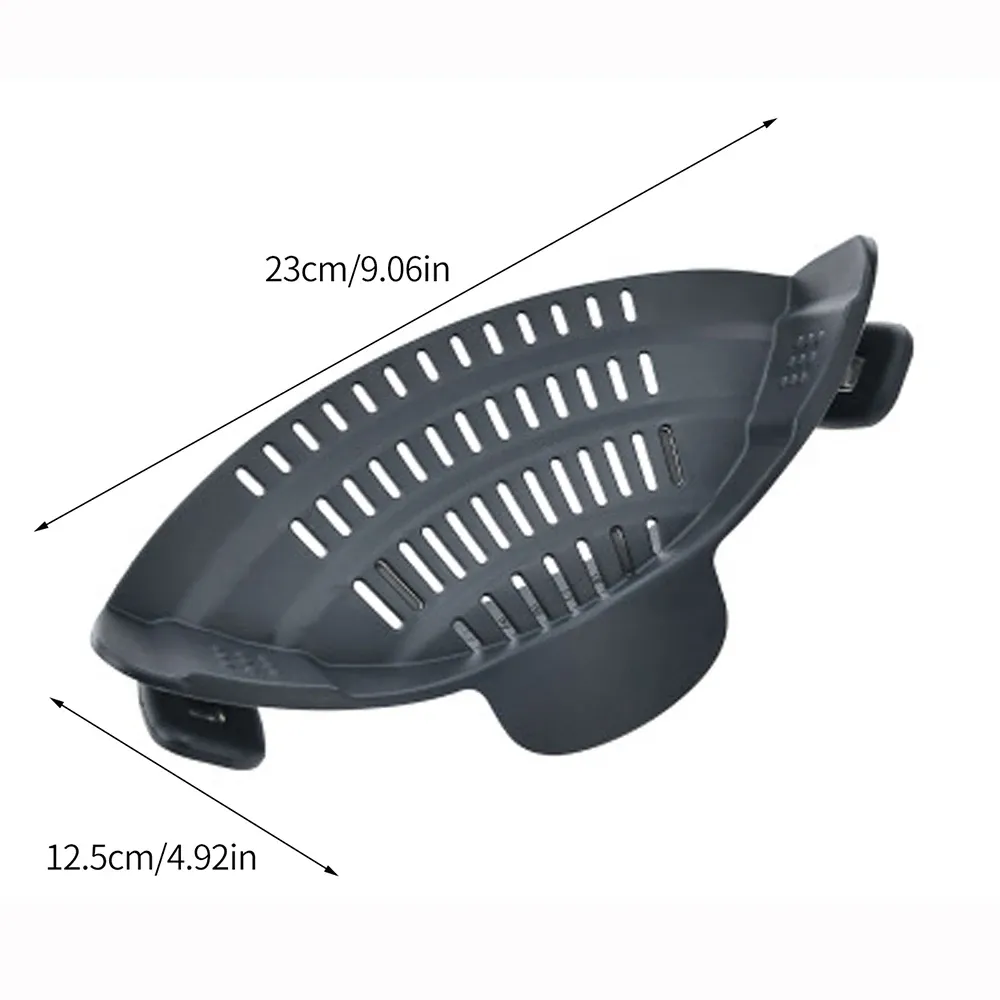 Passoire de cuisine en silicone à clip pour casseroles et poêles, égouttoir pour pâtes, nouilles, légumes et fruits 4