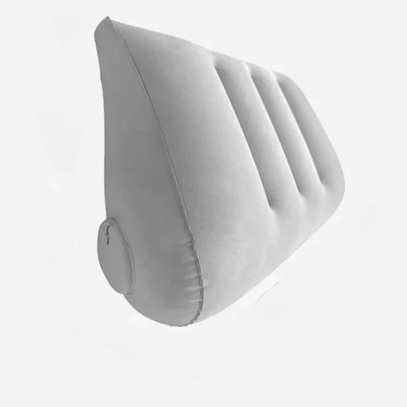 Oreiller de voyage gonflable triangulaire, soutien lombaire et cervical, repose-pieds en velours épaissi 7