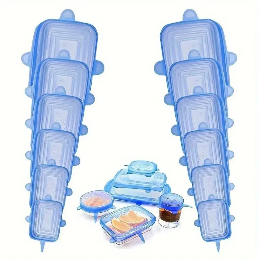 Lot de 6 couvercles carrés extensibles en silicone, réutilisables - Image 1