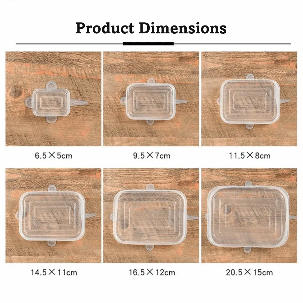 Lot de 6 couvercles carrés extensibles en silicone, réutilisables 6