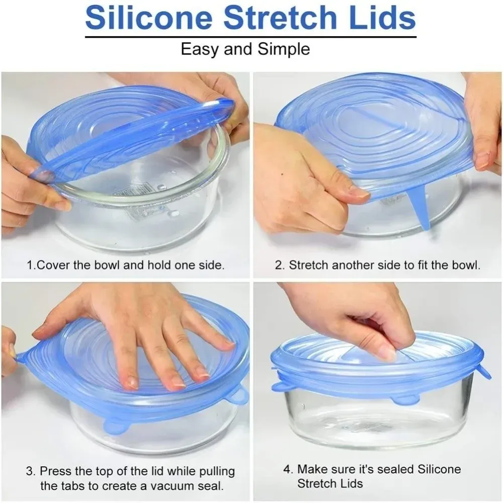 Couvercles en silicone extensibles, conservation