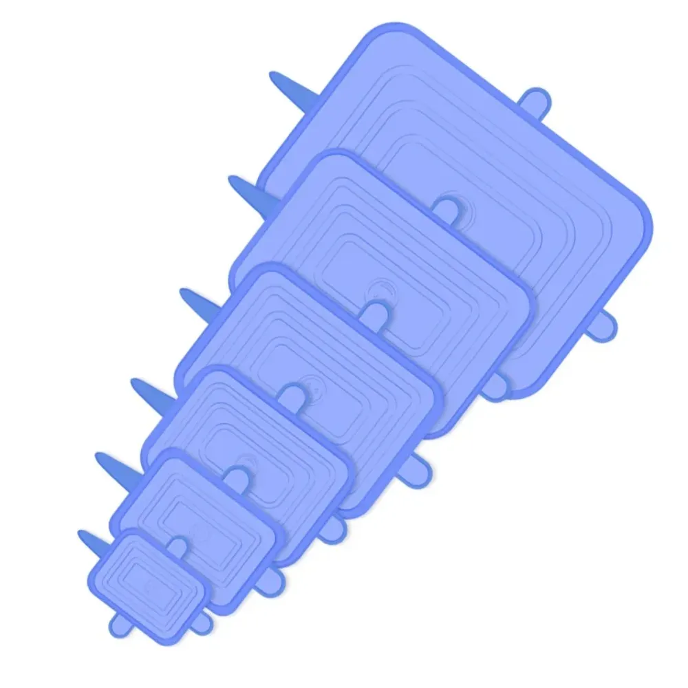 Lot de 6 couvercles carrés extensibles en silicone, réutilisables 15