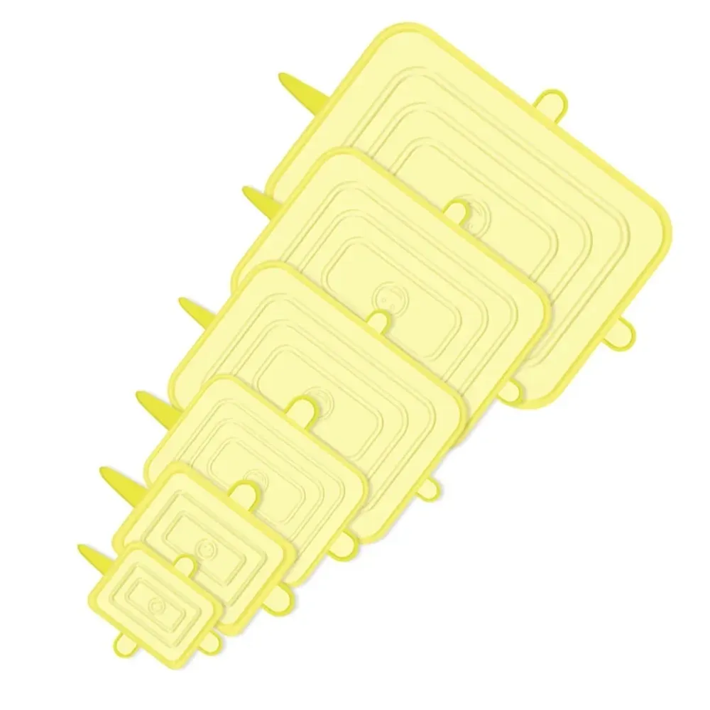 Lot de 6 couvercles carrés extensibles en silicone, réutilisables 16