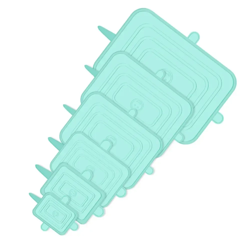 Lot de 6 couvercles carrés extensibles en silicone, réutilisables 13