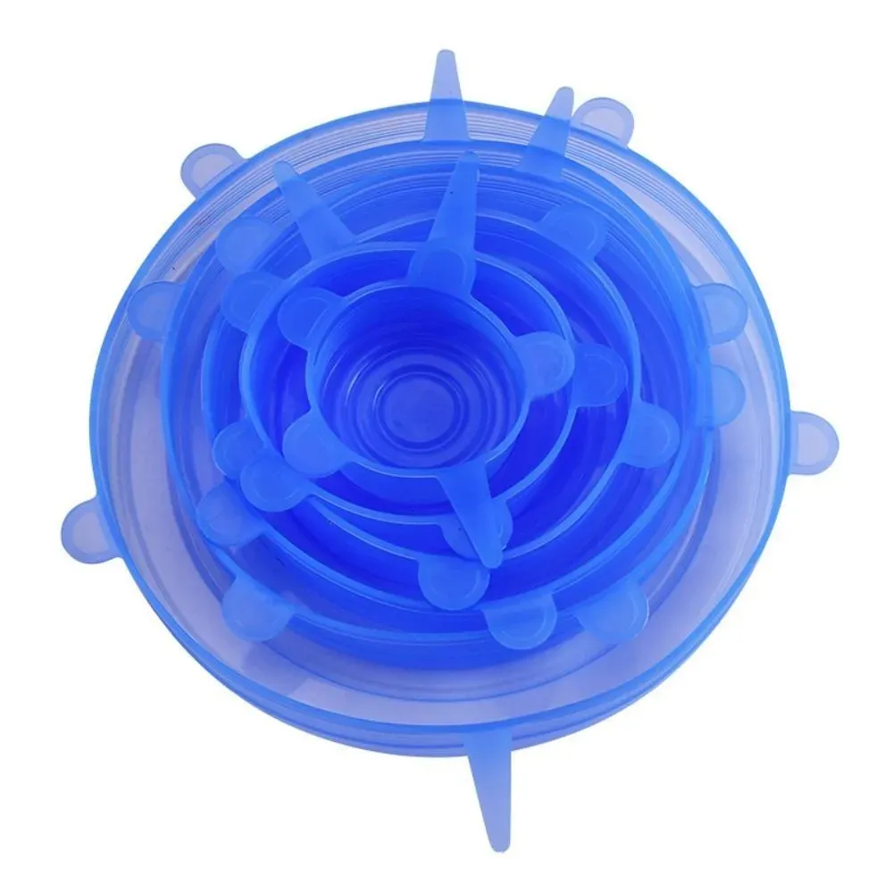 Lot de 6 couvercles carrés extensibles en silicone, réutilisables 7